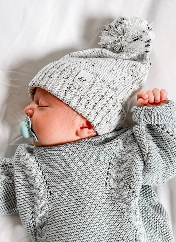 luna-luca-pom-beanie-black-speckle Luna and Luca Newborn Baby Clothes